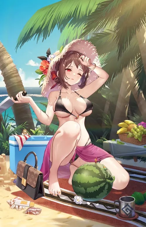 ガーディアンテイルズの水着ロレインの海外イラスト