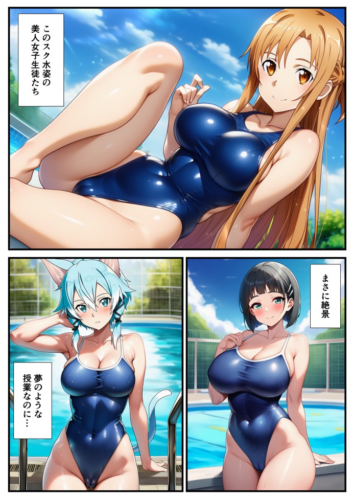 スク水のまま弱みを握って●す〜ヤリチンに堕ちていくヒロインズ〜【SAO、アスナ、直葉、シノン】13