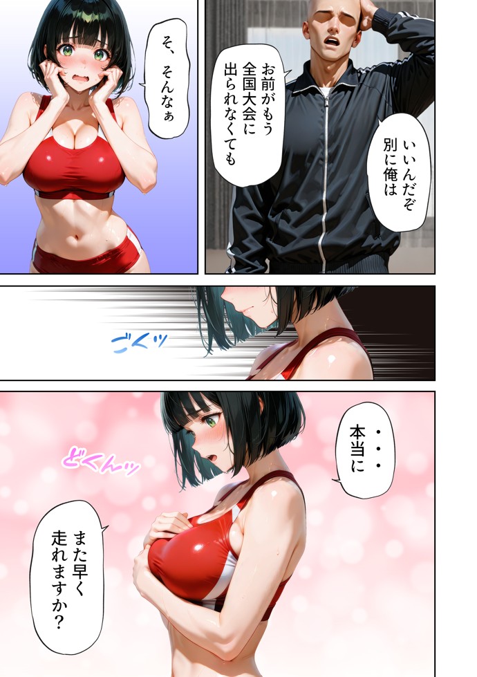 巨乳が暴れて走れませんッ！ 補欠落ちした陸上部元エースがコーチに秘密の特訓を指導してもらう話53