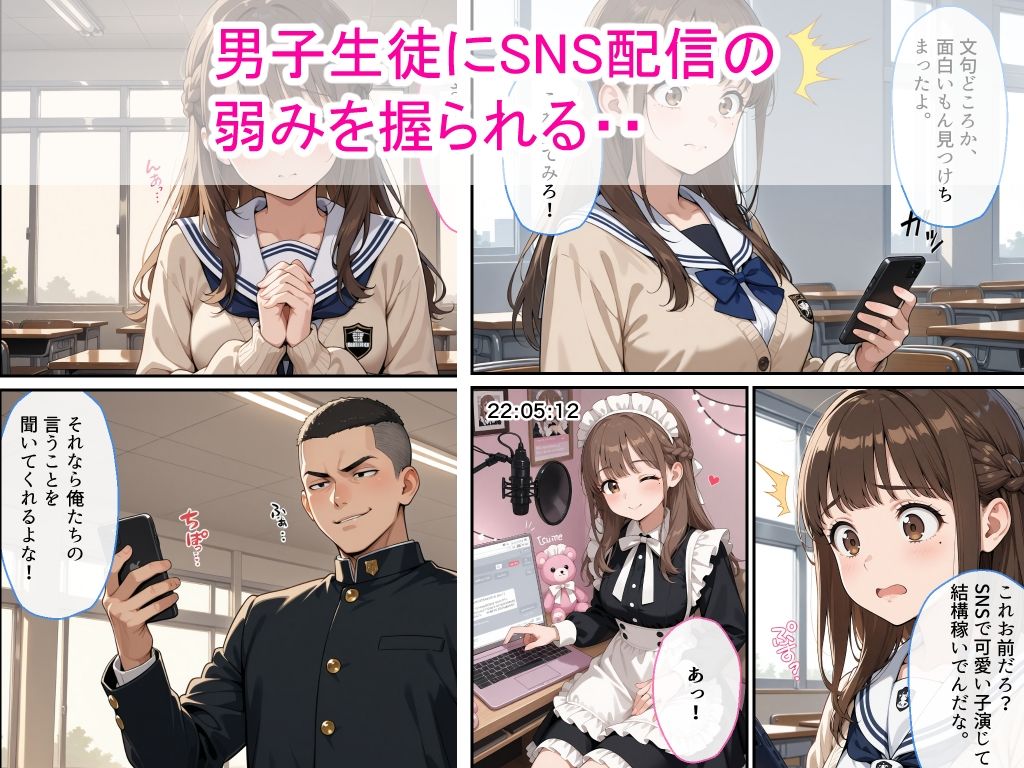 生意気女子校生がSNS配信の秘密を同級生に握られ教室で中出しされた話3