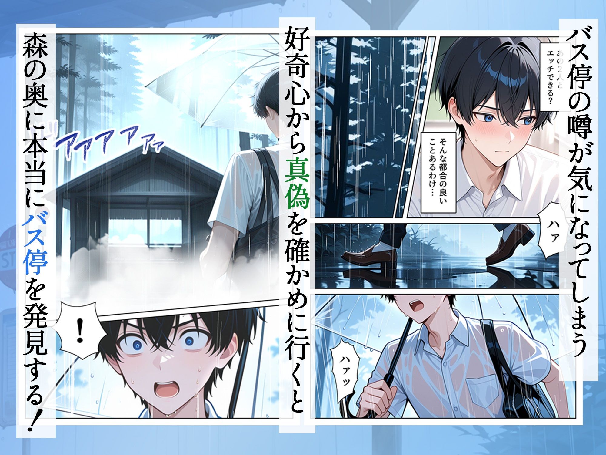 雨宿りのバス停で学園美女と濡れ透けSEXした話4