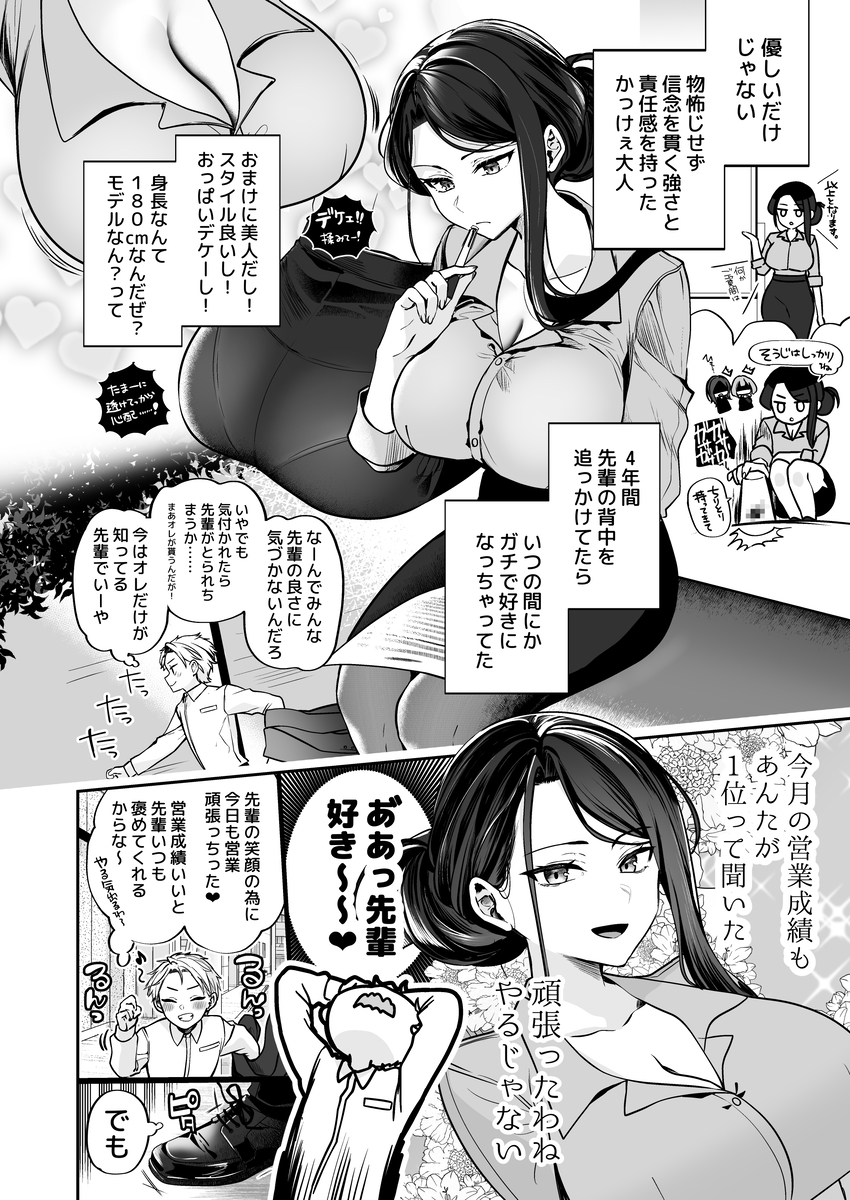 エロ漫画「デカ女上司と元チャラ男の後輩くん#1」サンプル4